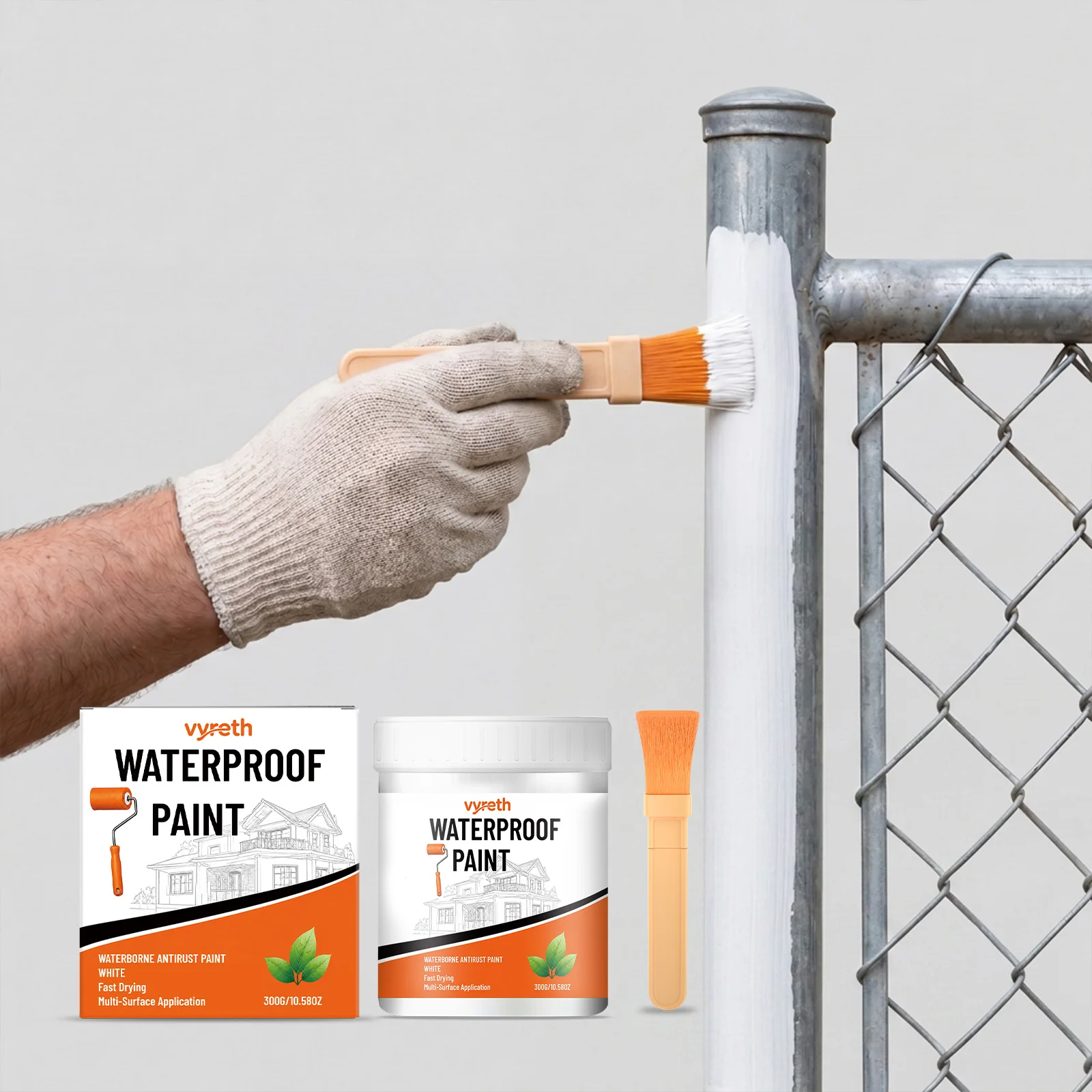 

White Waterproof Metal Paint Durable Protective Coating Uniform White Finish For Furniture Fence Metal Surface Renovation 300g