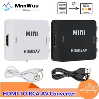 MnnWuu HDMI-compatible TO AV Scaler Adapter HD Video Composite Converter Box HD to RCA AV/CVSB L/R Video 1080P Support NTSC PAL