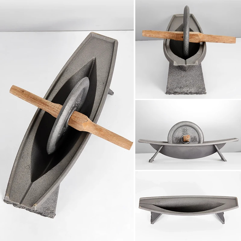 Anti-rust solid pure pig iron mill household old-fashioned iron medicine ship hand push groove stone mortar medicine grinding gr