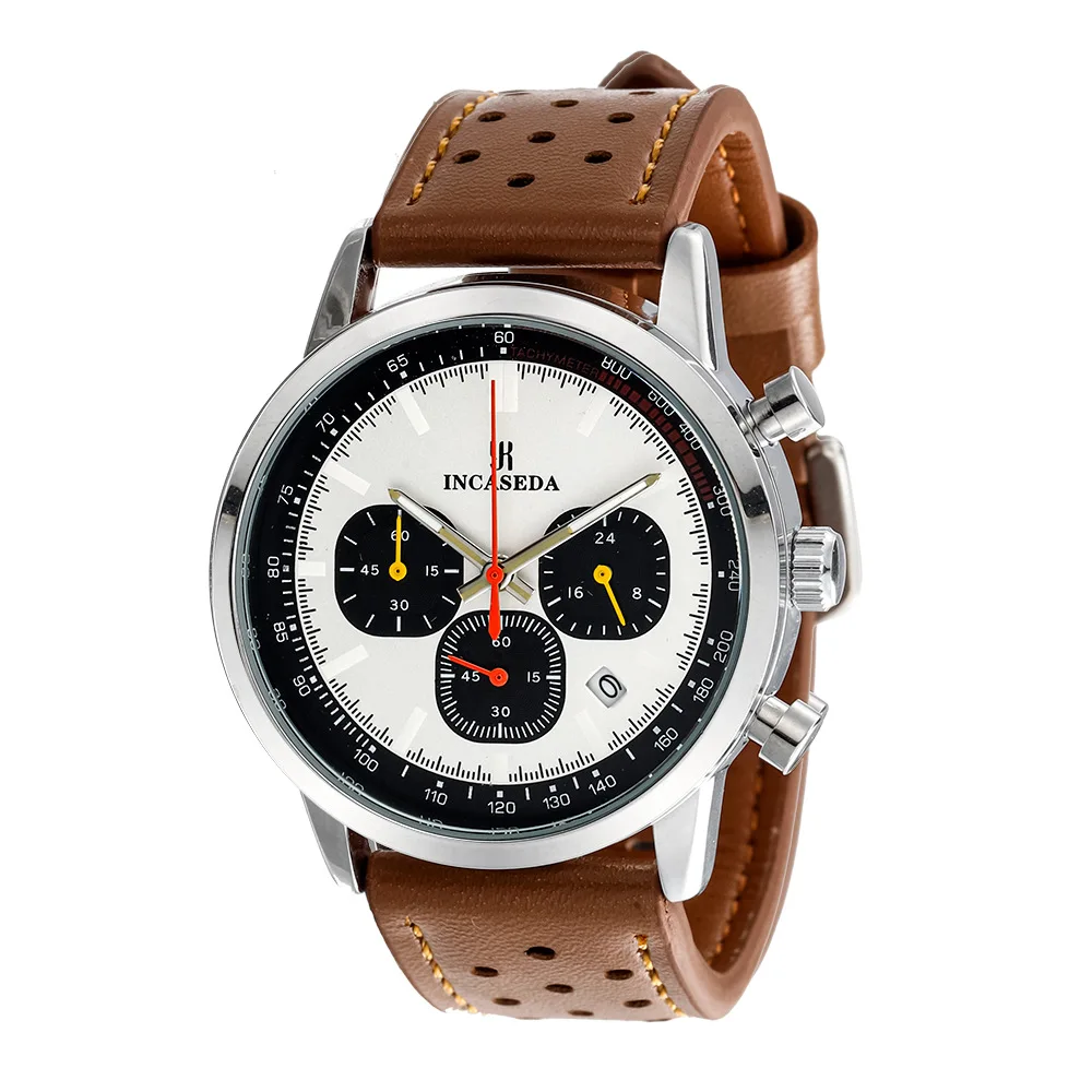 Hot Sale Couple Watch Luminous Chronograph Quartz Leather Multifunctional Sports with Qualification