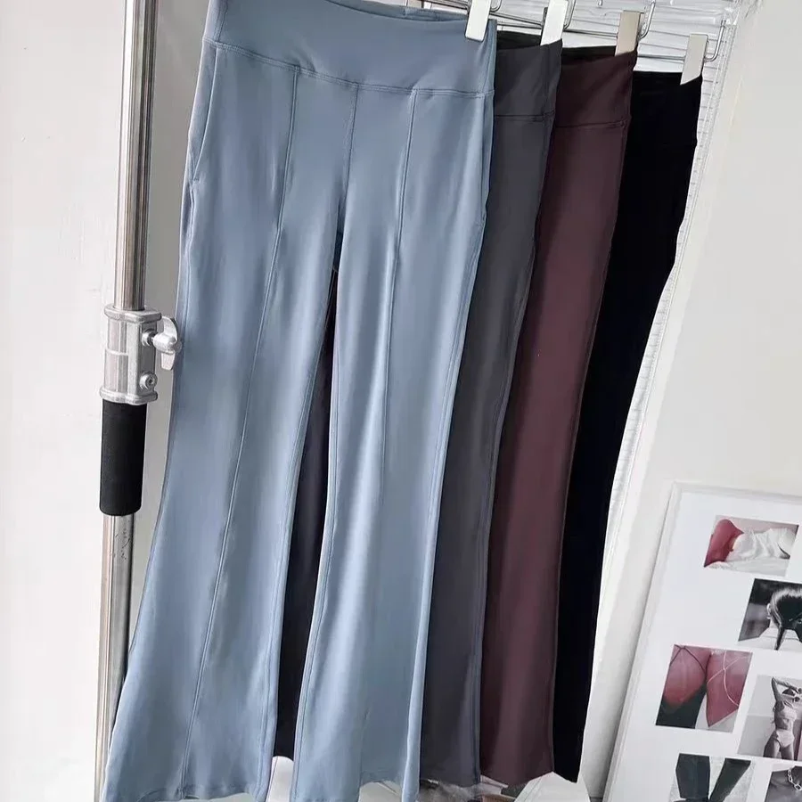 

Женские леггинсы Lemon Micro Flared для йоги с высокой талией, эффектом персиковых ягодиц, без неловких линий, с множеством карманов, эффект второй кожи, для фитнеса и спорта