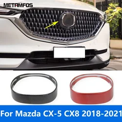 For Mazda CX-5 CX8 2018-2020 2021 Carbon Fiber Front Hood Logo Frame Cover Molding Trim Garnish Sticker Accessories Car Styling