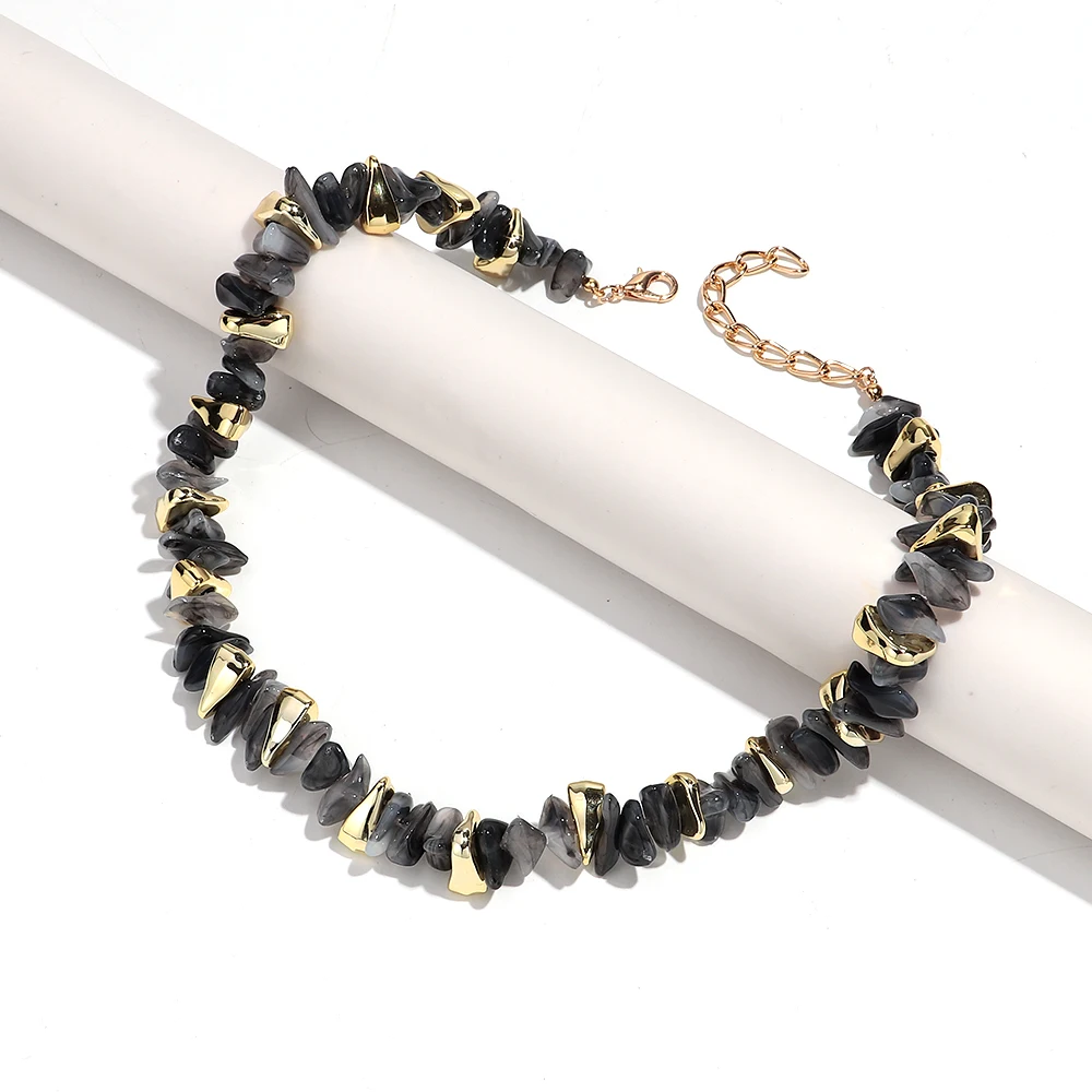 Boho Colorful Acrylic Irregular Stone Beads Necklace Bracelets Set
