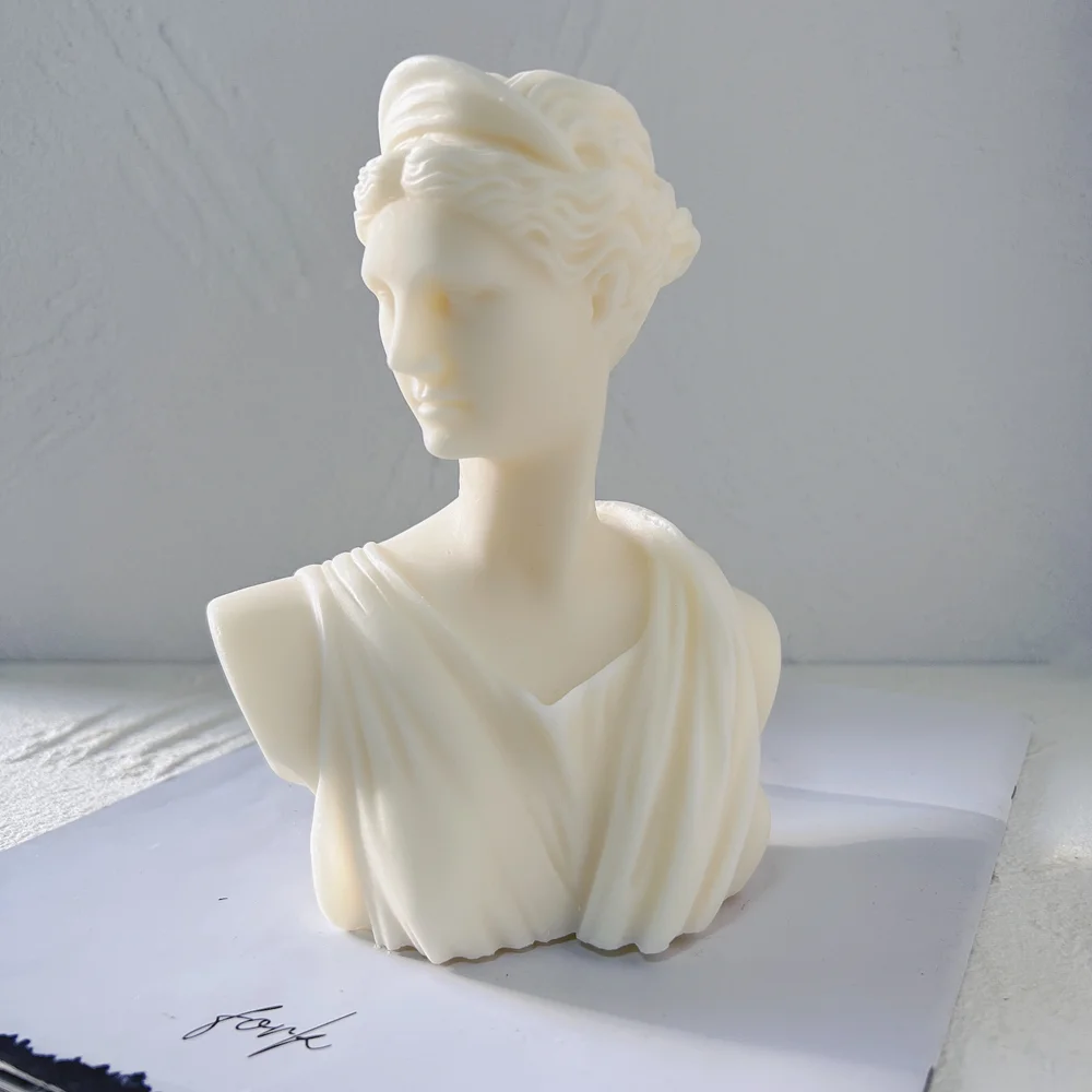 Greek Goddess Bust Artemis Diana Silicone Candle Mold Art Statue Sculpture Roman God Apollo Candles Mould Home Art