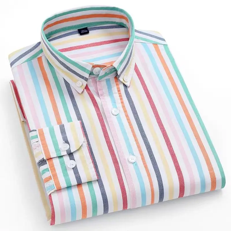 Herren Langarmshirt Frühling Herbst Oxford Weave Freizeitkleidung
