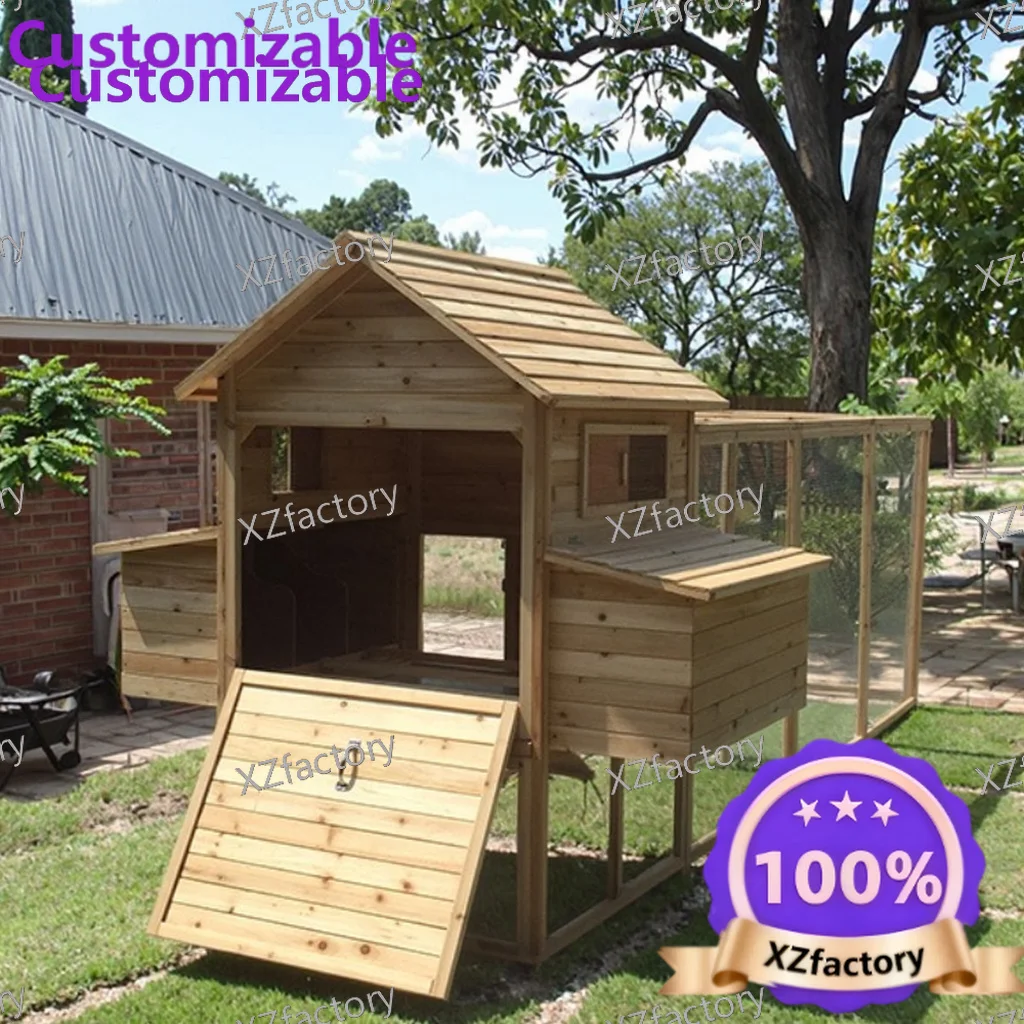 Customizable Cheap Solid Wood Running Cage Large Space Outdoor Wooden Chicken House  with Breathable Shelter Sale Small Pet Anim