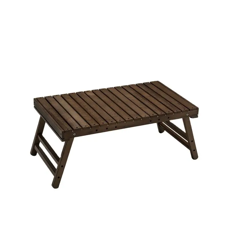 Outdoor Solid Wood Table Portable Folding Table Camping Hiking Barbecue Small Table Self-driving Tour Rack Picnic Table