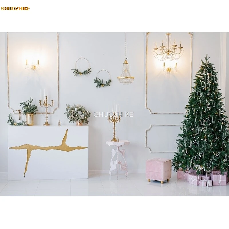 Shuozhike-屋内クリスマステーマ写真背景、クリスマスツリー、ポートレート背景、写真スタジオ小道具、21519、HDY-02