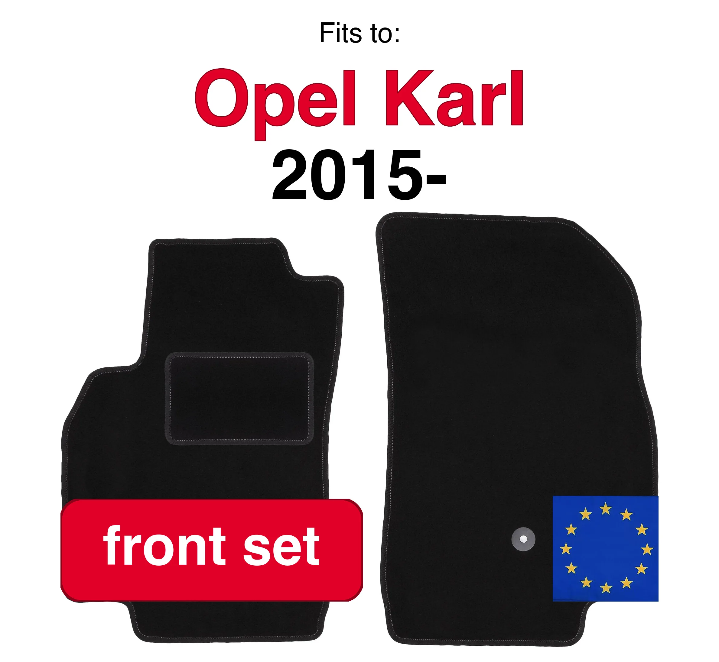 Auto velours vloermatten voor Opel Karl hatchback (2015-) - Zwart (2 stuks) set auto vloermatten voor voertuigvloer