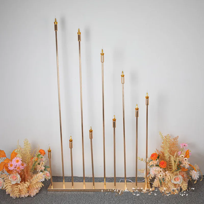 

Multi Head Golden Wedding Decor Road Guide Reed Light Acrylic Transparent Candlestick Home Party Table Centerpiece Decor