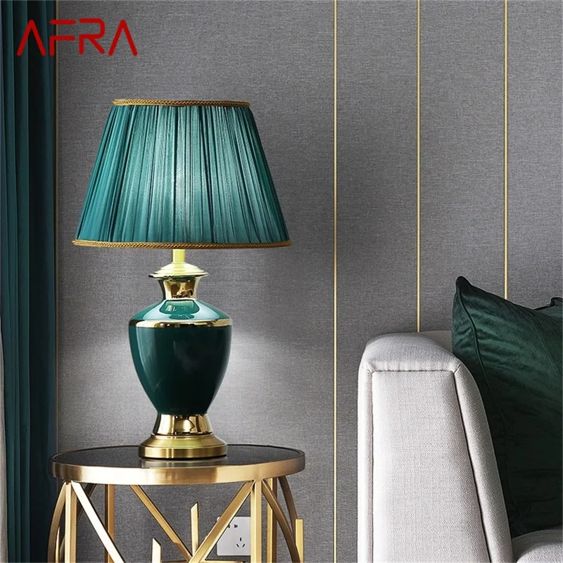 AFRA Ceramic Table Lamps Brass Desk Light Dimmer Home Decoration for Living Room Bedroom Corridor Hotel