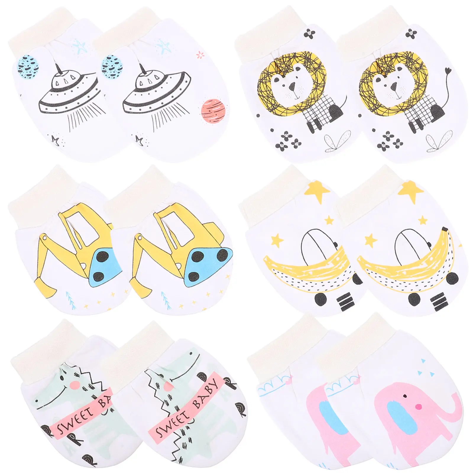 

6 Pairs Baby Gloves Newborn Mittens Anti Scratch Kids Protection Soft Cotton Infants Non Itchy Long Lasting Fashionable