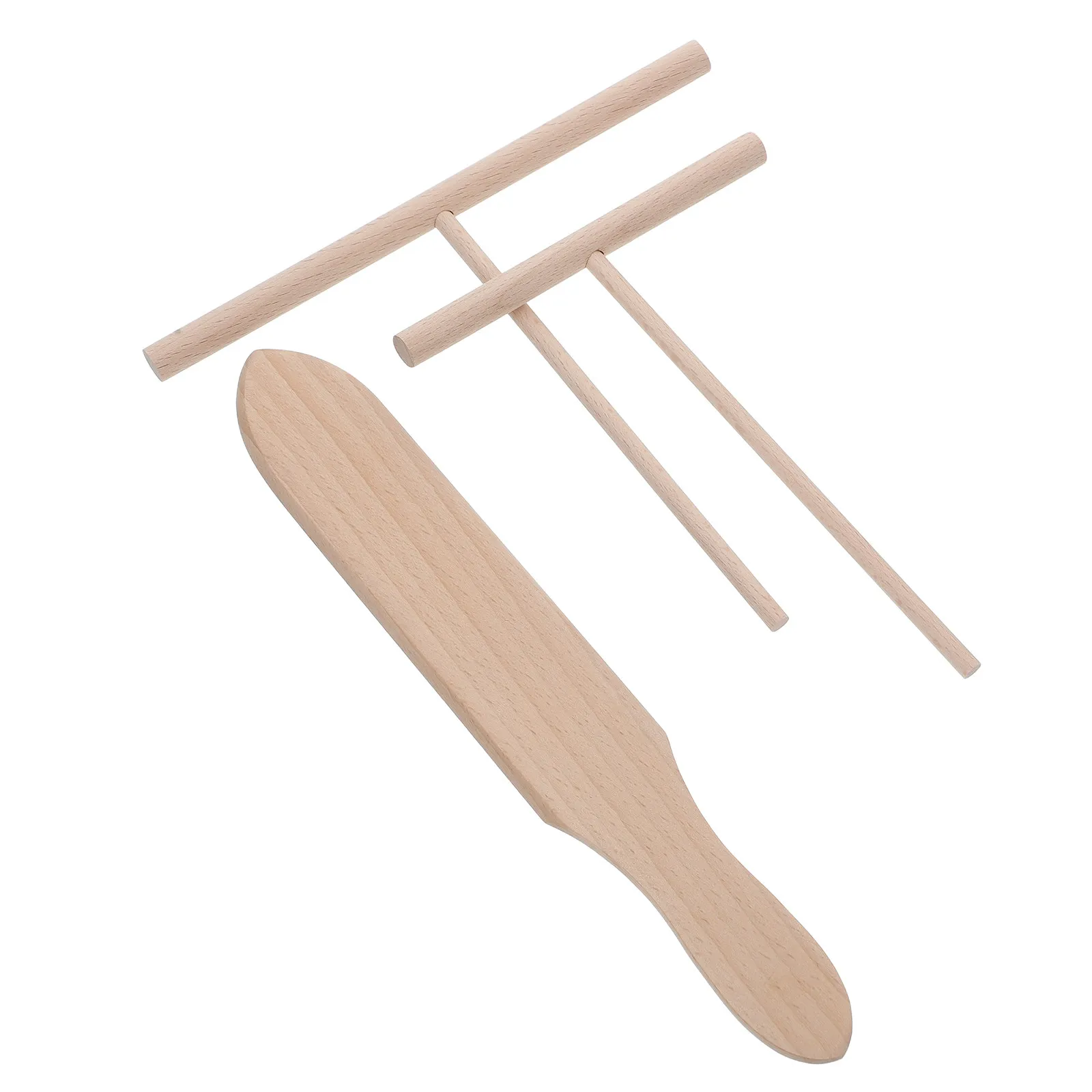 3Pcs Wooden Crepe Spreader Spatula Set T Shape Pancake Turner Rustic Kitchen Utensil for Even Spreading Flipping Nonstick Dough