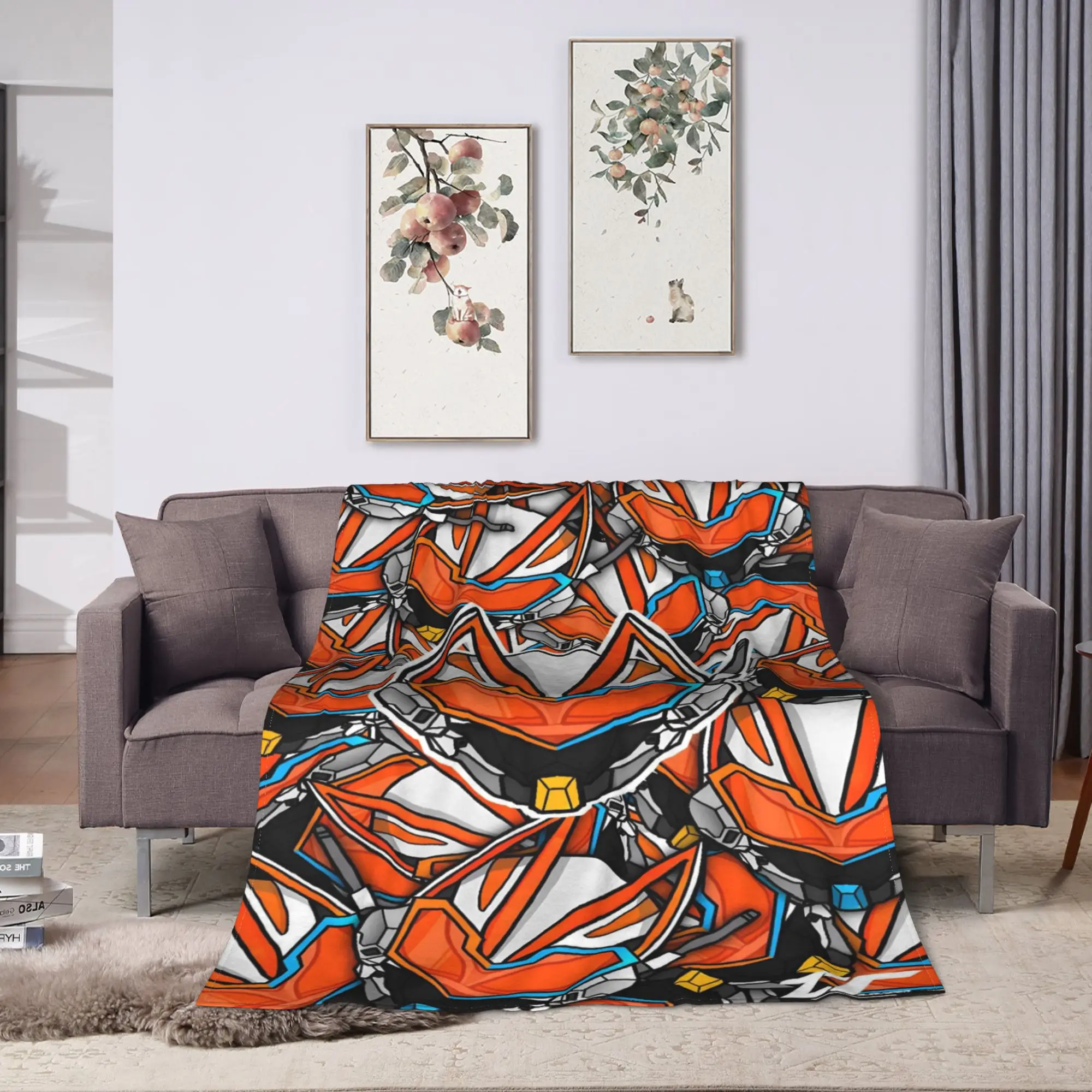 Rust Orange Mecha Kamen Rider Soft Blanket  Travel Plush Bedding Throws Novelty Home Decor Flannel Bedspread Sofa Bed Cover