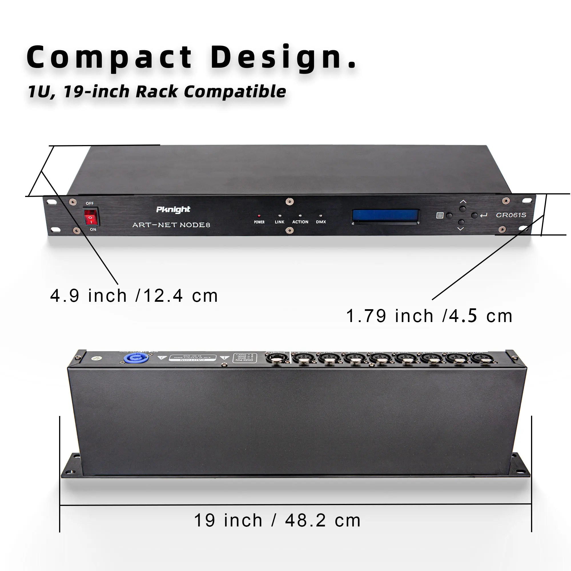 Imagem -05 - Pknight-interface Artnet Dmx 19 Rack Controle de Rede de Iluminação de Palco 1u Interface Cr061s Canais