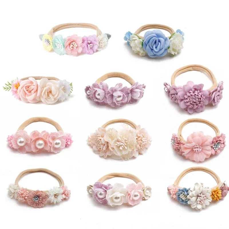 Baby Headband Cute Elastic Flower Rhinestone Hair Band Newborn Toddler Headband for Baby Infant Toddler Girls Hair