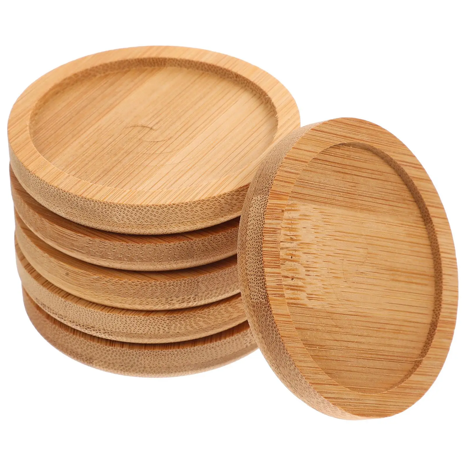 

6 Pcs Bamboo Coasters Round Cup Mats Non Skid Heat Insulation Pads Table Cup Pad Teacup Coasters Set Safe Material