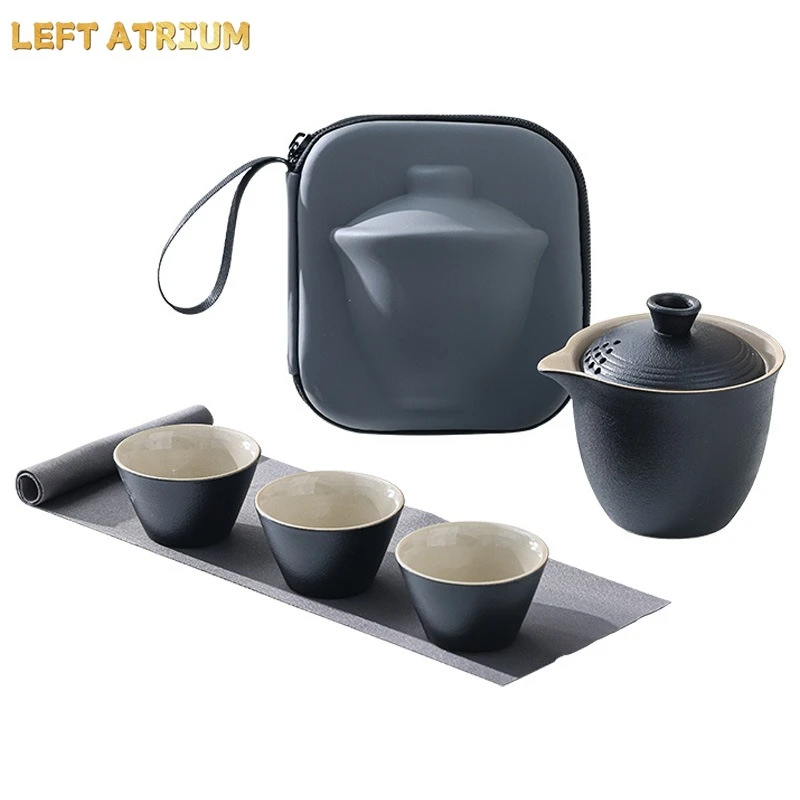 

1 Pot+3 Cups Kung Fu Tea Set, Kuaike Cup, Portable Travel Tea Set, Outdoor Tea Cup, Activity Gift Cup Set