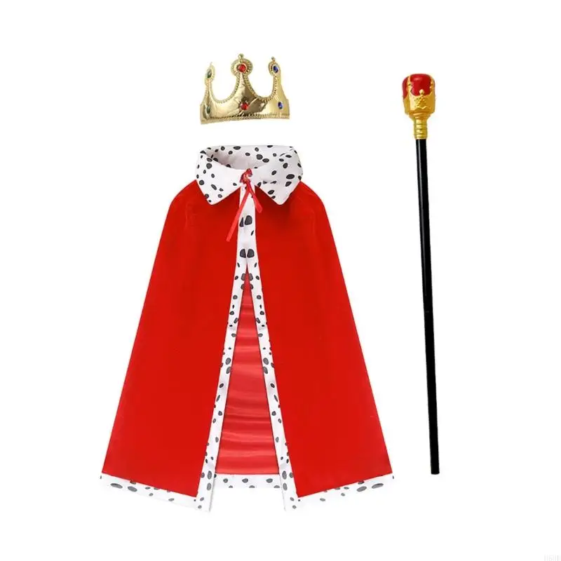 H58E King Cape King verkleedkostuum voor Kid Adult Halloween, Cosplay, Stage Show