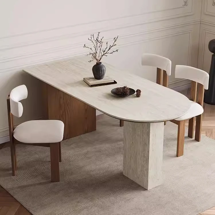 Design Nordic Wooden Dining Tables White Modern Oval Modern Center Restaurant Dining Tables Chairs Kitchen Esstisch Furniture