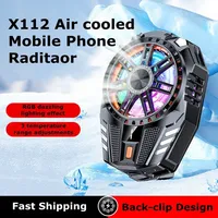 NEW X112 Mobile Phone Back-clip Air-cooled PUBG Game Cooler 3 Gears Cooling Radiator with RGB Colorful Light for IPhone Android