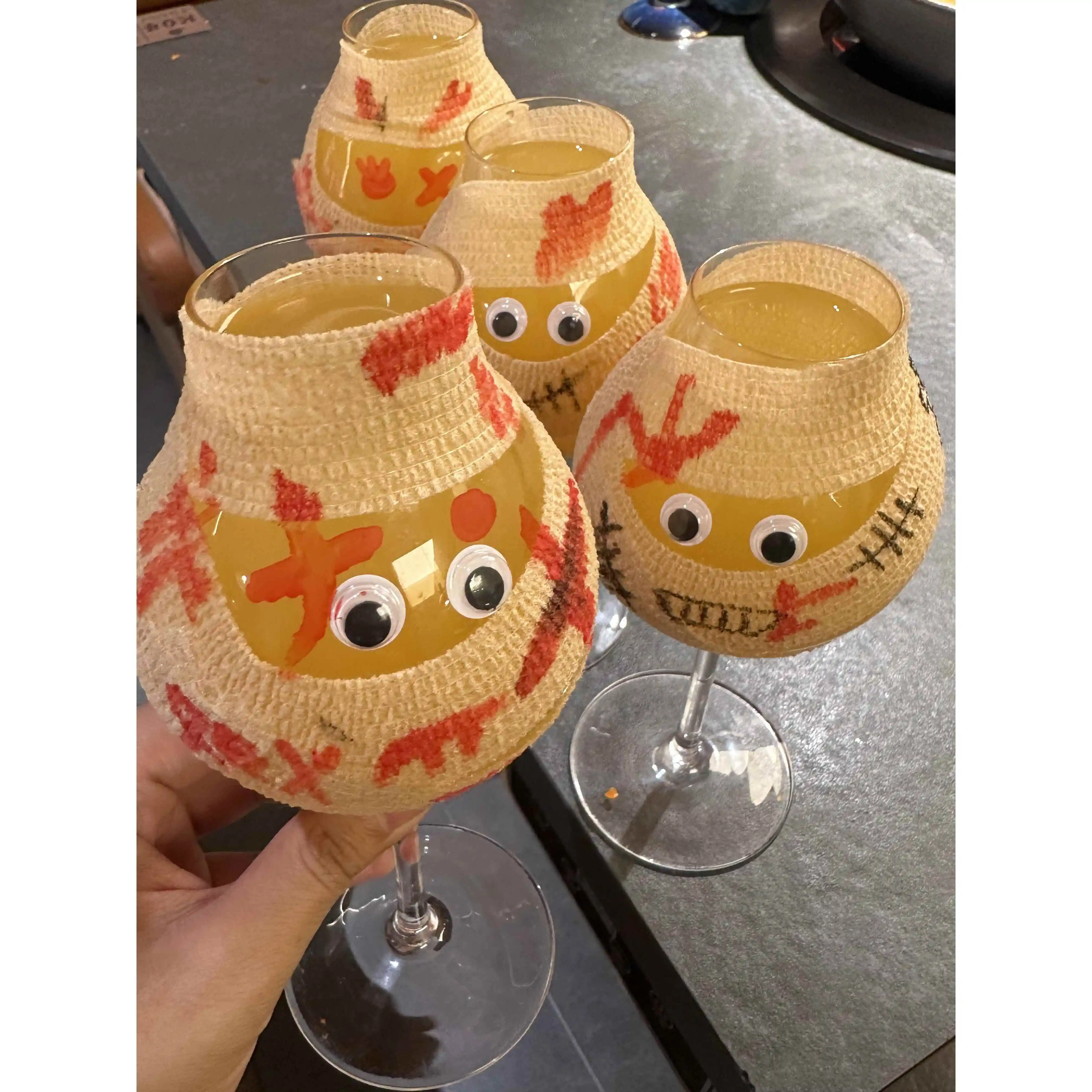 Halloween Decorative Bandages And Eye Stickers for Bar Atmosphere Setup Cup Beverage Decorations Festive Fabric Supplies