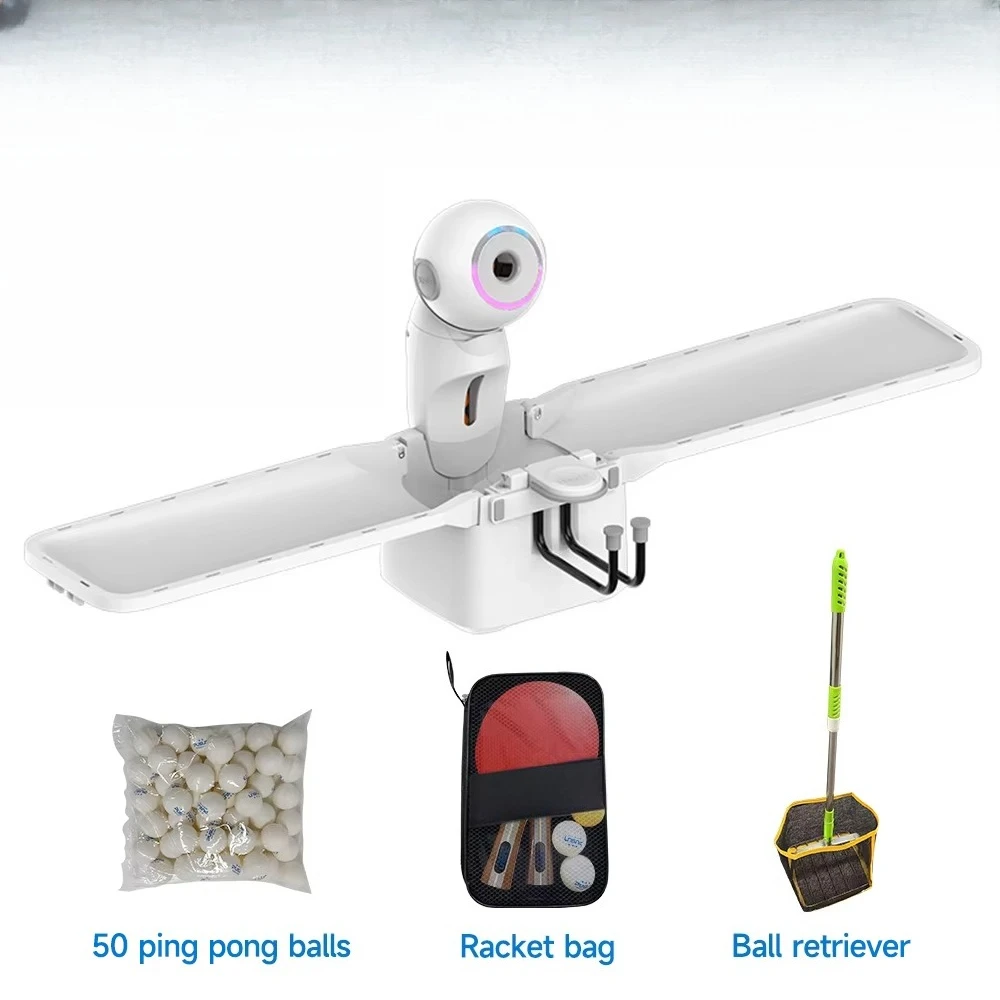 Intelligent PUSUN DORA Table Tennis Robot Ping Pong Robot with 150 Balls and Racket and Picker for Indoor Trainer