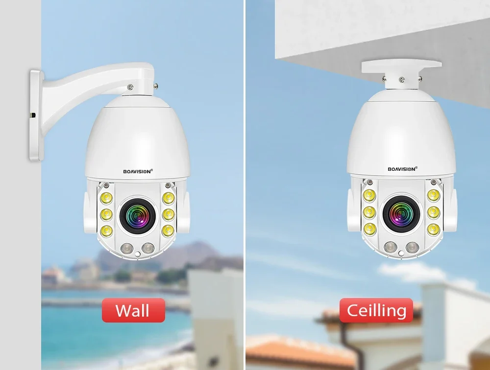 BOAVISION 4K 8MP 5MP Metal fuerte WIFI POE 4G cámara de seguridad 30X ZOOM 120M IR Audio PTZ cámara de vigilancia con detección de movimiento