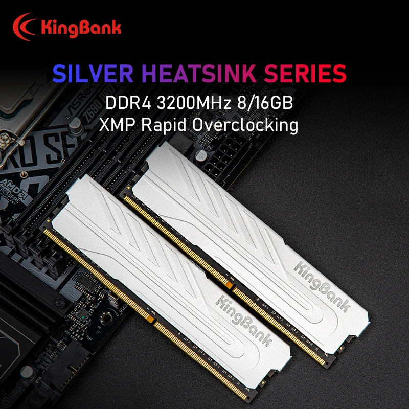 KingBank DDR4 ram memory ddr4 32gb 8gbx2 16GBx2 16gb 3200MHz CL16 Memory RAM UDIMM Desktop Memory Dual-channel heat sink for PC