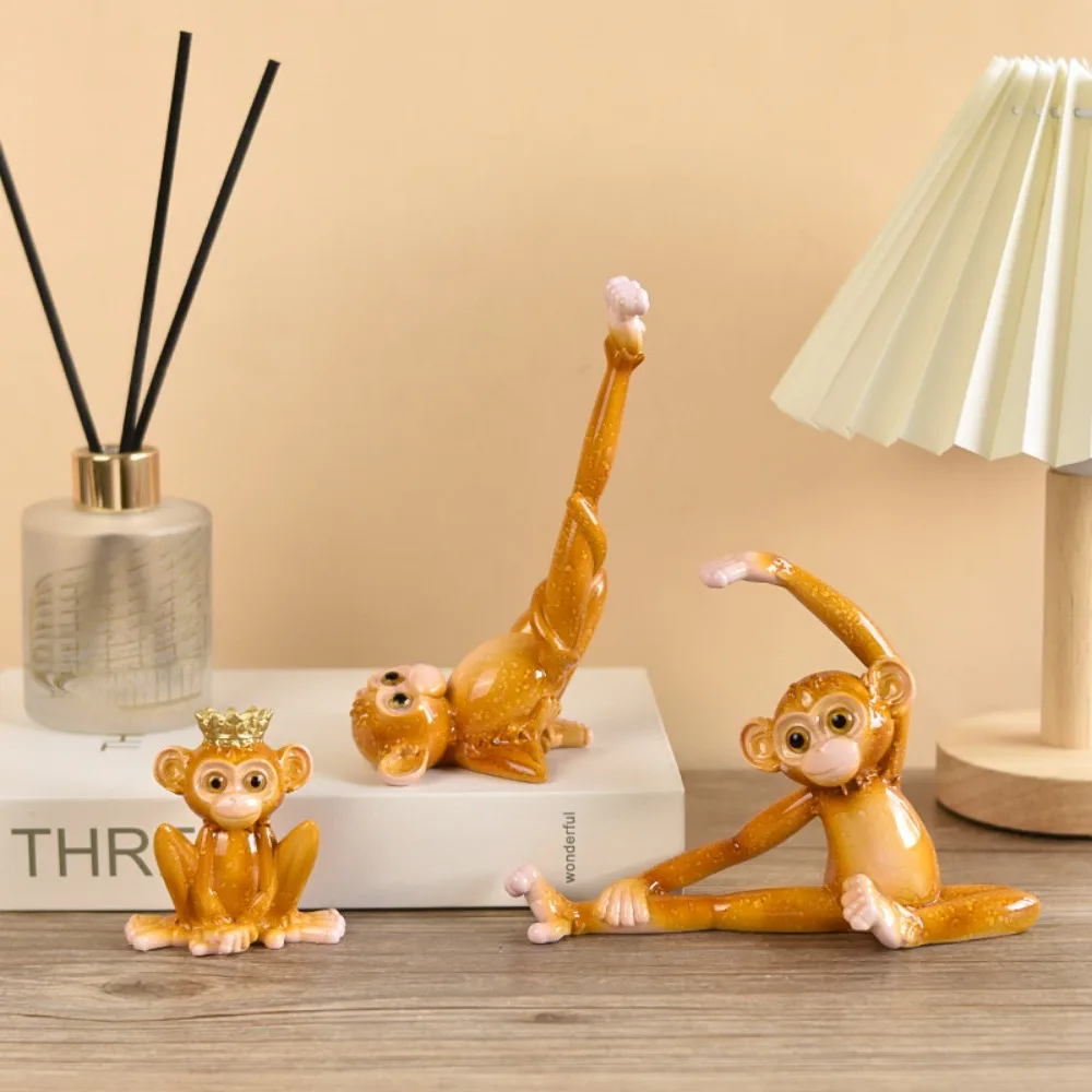 

Resin Yoga Monkey Cute Animal Statue for Home Decor Desktop Ornament Collection Crafts Handmade Figurines Miniature Decoration