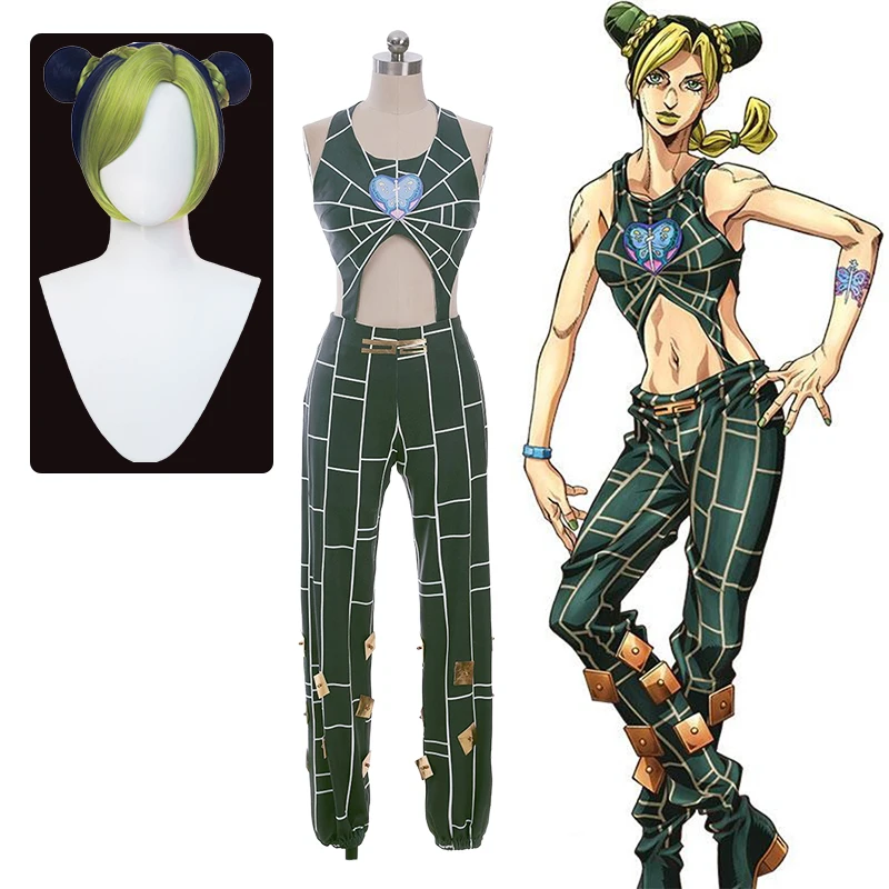 Jolyne Cujoh Cosplay Costume Anime JoJ-Bizarre Adventure Cos Outfit Green Plaid Costume Wig Set 2025 Anime Halloween Party