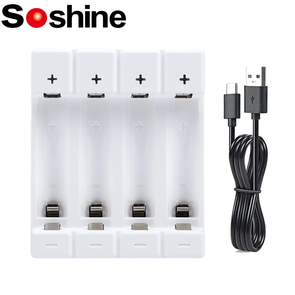 Soshine 1.5V Li-ion AA AAA Rechargeable Batteries Charger Smart White 1.5V Li-ion Battery Charger Type-C USB for 2A 3A Charger