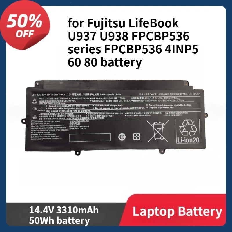 

Аккумулятор FPB0340S для Fujitsu LifeBook U937 U938 FPCBP536 серии FPCBP536 4INP5 60 80 14,4 В 3310 мАч 50 Втч аккумулятор