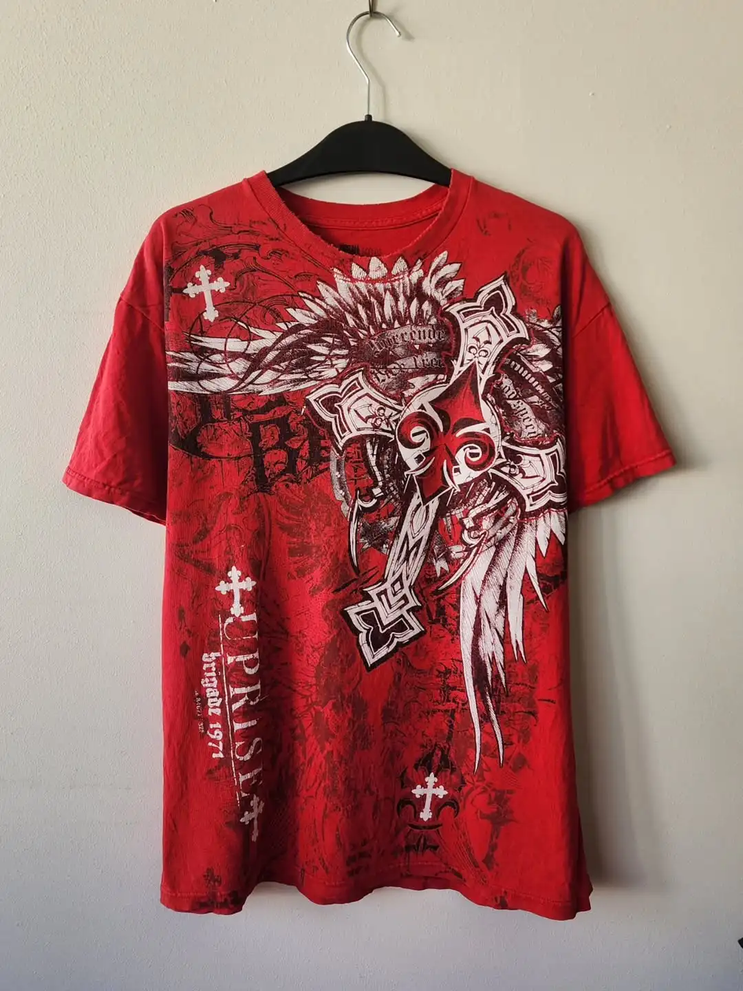 

Y2K New Gothic Printed T-shirt American Street Hip Hop Fashion Red Oversize Short Sleeves Men Retro Harajuku Trend Cotton Tops