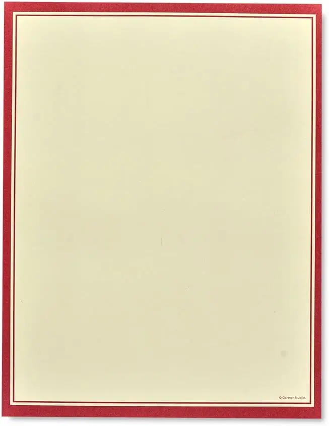 Red Border Stationery Paper - 100 Count, (78466)