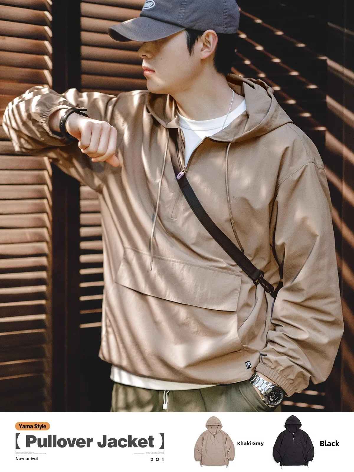

Maden Casual Hooded Jaet Sweatirt Sle Outdoor Mountain Series Spring Loose Fit Overhead Coat Zipper Design Pure Color