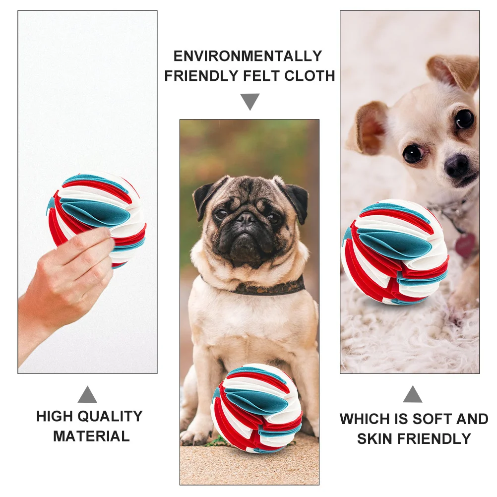

Colorful Pet Dog Sniff Ball Felt Chew Molar Slow Feeder Chewing Grinding Cleaning Plaything Pet Chew Toy Dog Teeth Toys