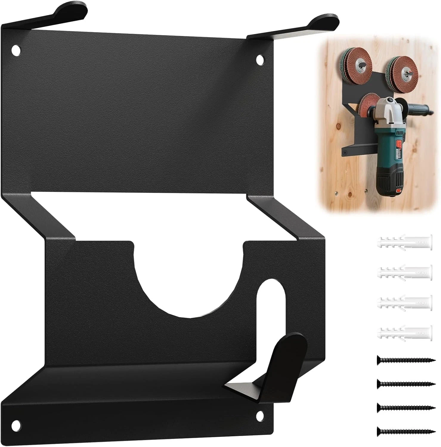 

Держатель угловой шлифовальной машины Прочная металлическая стойка для инструментов с вешалкой для шнура Настенный кронштейн для полировщиков Фрезы Органайзер для гаража