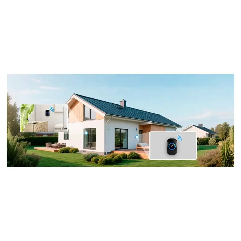 جرس باب وامض LED A25P، جرس باب، مقاوم للماء IP55، 60 نغمة، 5 مستويات حجم - للمنازل والمكاتب، قابس الاتحاد الأوروبي