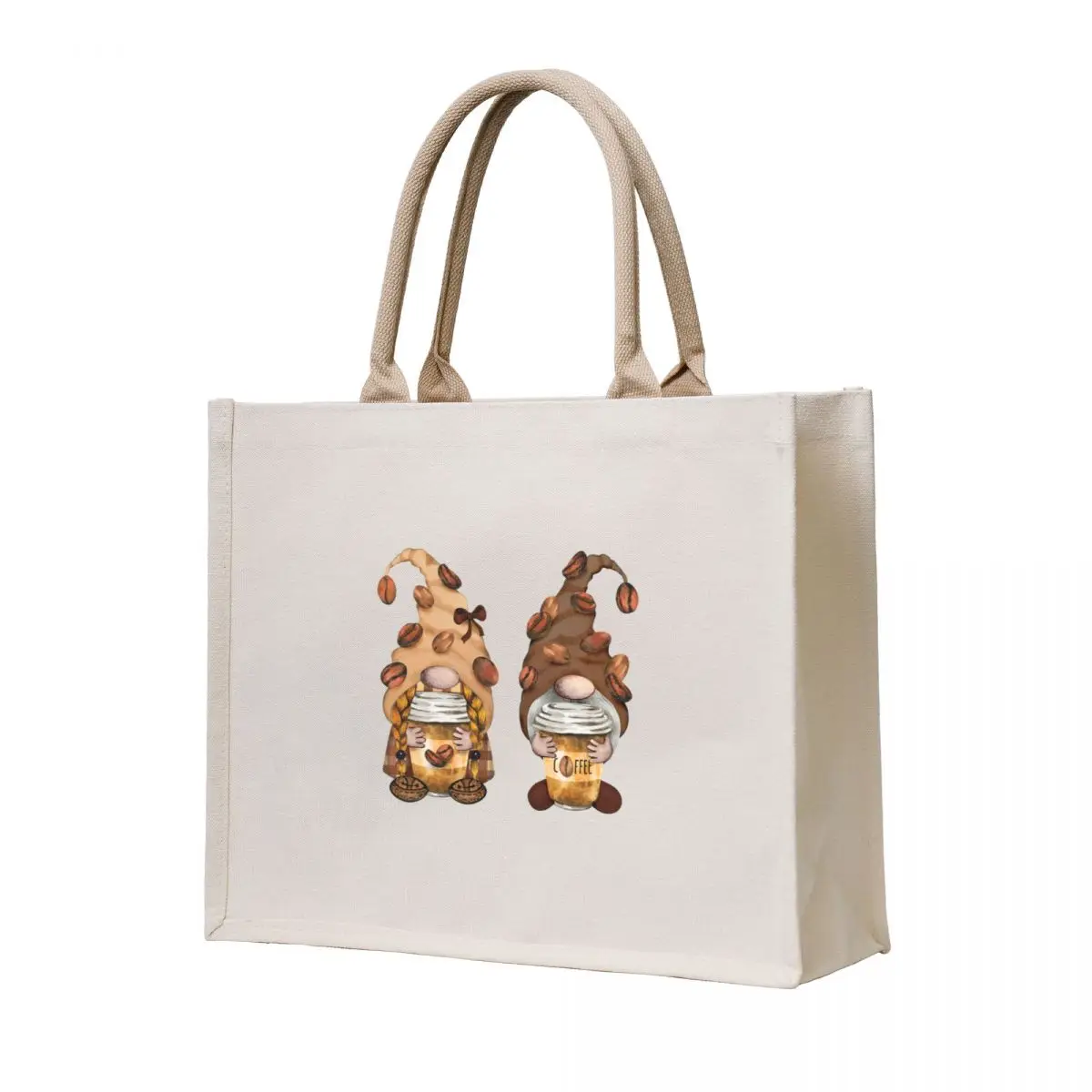 

Cute Coffee Gnomes Funny Caffeine Gnome Tote Bag Lady bag Big bag women shoping