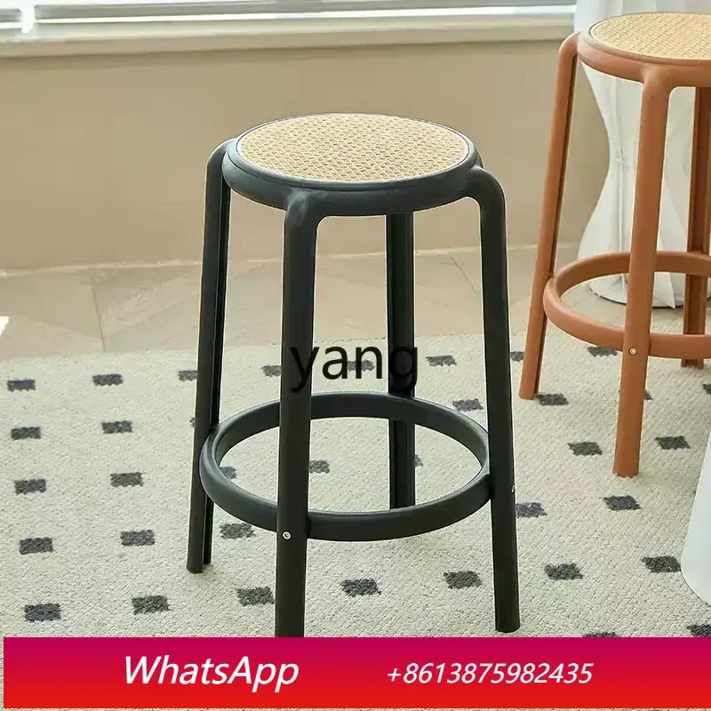 LTT Nordic plastic high chair household creative thickened bar chair small apartment simple round bar stool