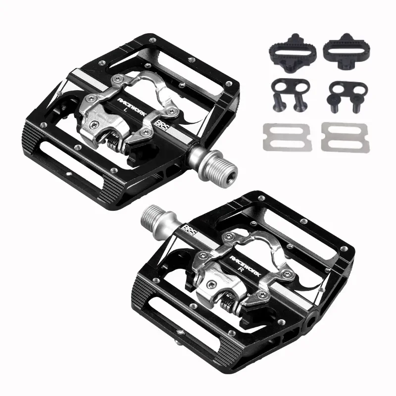 Racework Mtb Bicycle Pedals Spd SL Footrest Double Function Contact Platform Aluminio Gravel Bike Fixation Pedal Proposito