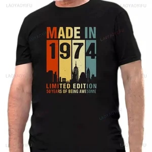 الرجال إصدار محدود كم قصير تي شيرت القطن تي شيرت قمم إبداعية هدية عيد ميلاد صنع في 1974 50 سنة أفضل 12 هدية للذكرى السنوية الخمسين للمبيعات - رقم 2