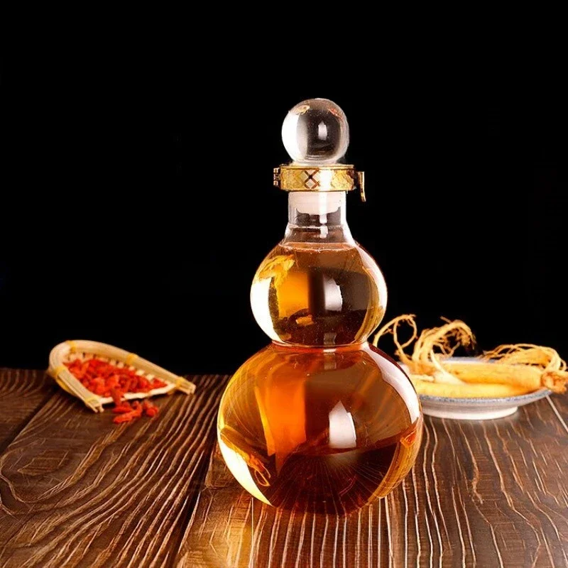 500/1000/1500ML Household Transparent Gourd Shape High Borosilicate Glass Wine Bottle Heat-resistant Glass Empty Bottle