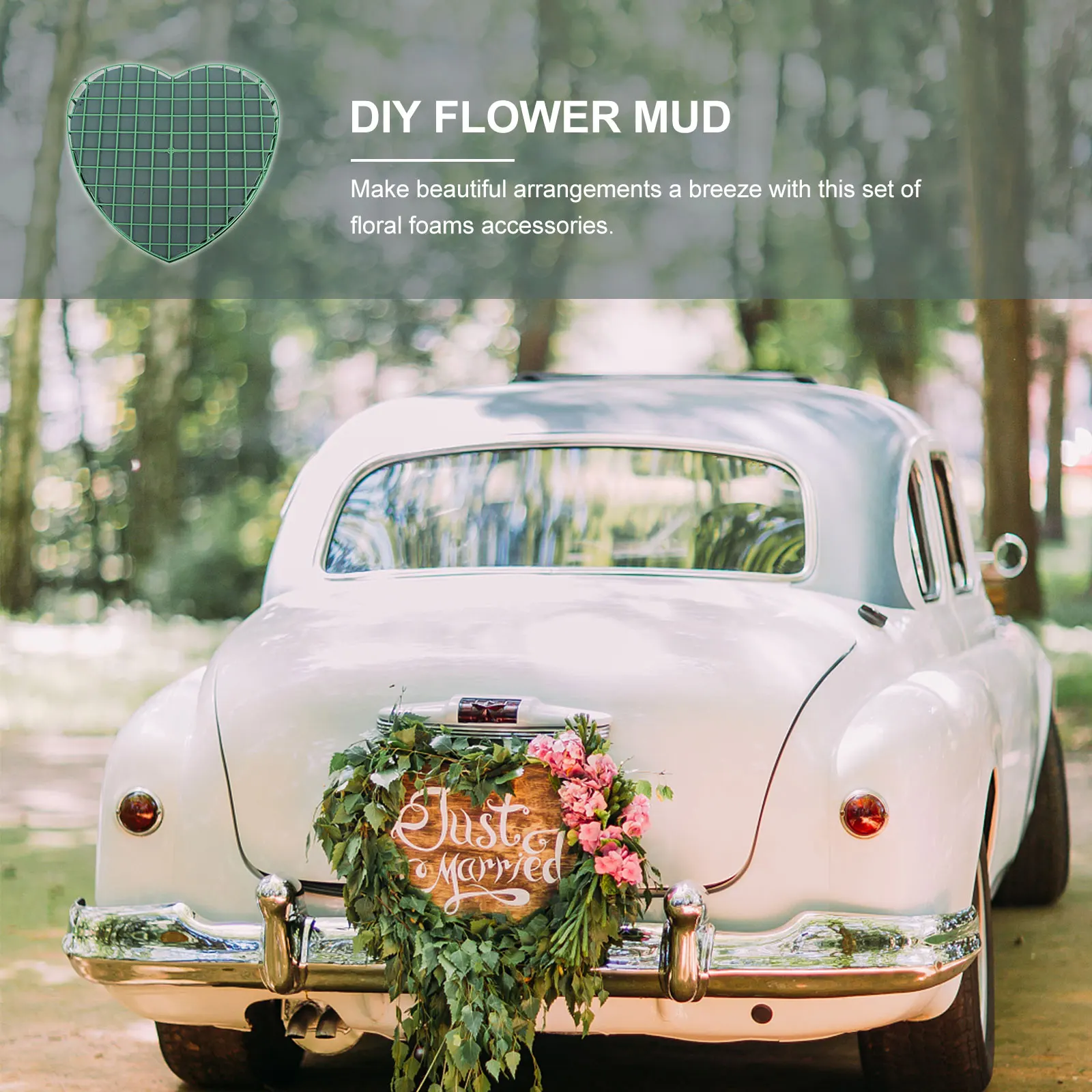 1PC Wedding Car Floral Mud Car Head Flower Decoration Plate DIY Flowers Arranging Mud Creative Suction Cup For Wedding Party Use