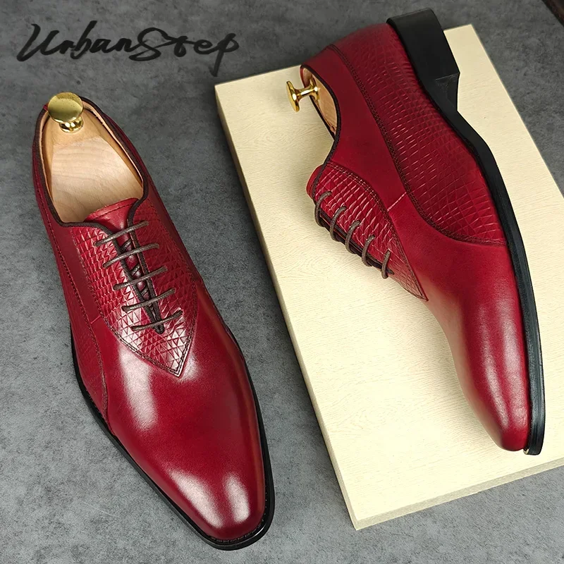 Fashion Leather Shoes Genuine Leather Business Oxford Wedding Banquet Office Shoes Cowhide Handmade Men Formal Shoes for Men