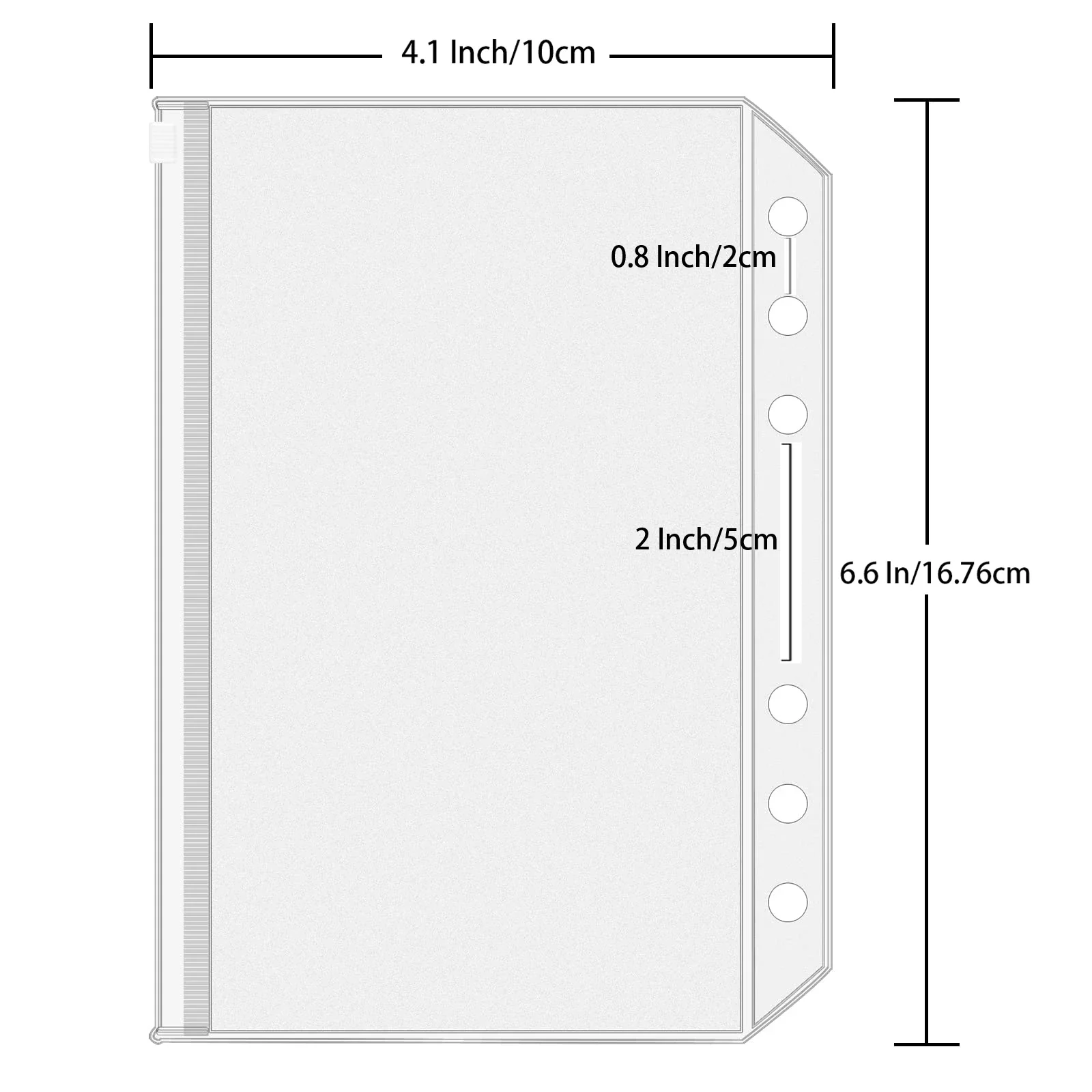 10 قطع من جيوب الموثق A6، 6 فتحات مظاريف نقدية لوضع الميزانية، مجلدات سحاب شفافة لموثق 6 حلقات، منظم PVC مقاوم للماء #2