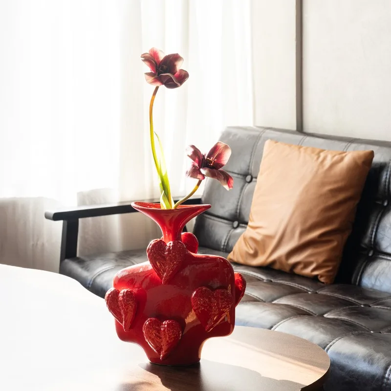 

Red love flower ornament hydroponic wedding room housewarming gift model room hotel bedroom living room sales office decoration