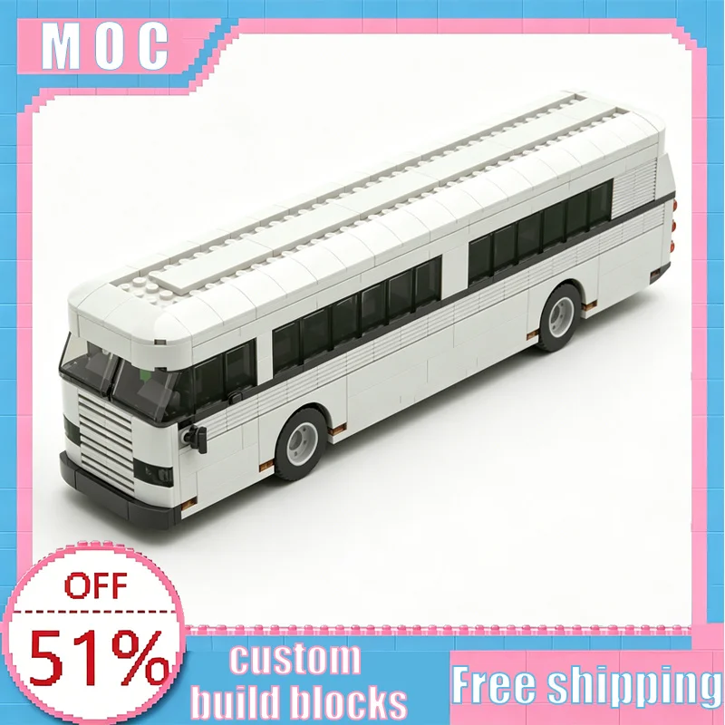 

477 Parts MOC American City Bus (Downtown Transit) Vehicle Model Custom Creative Building Blocks Educational Assembly Toy Gifts
