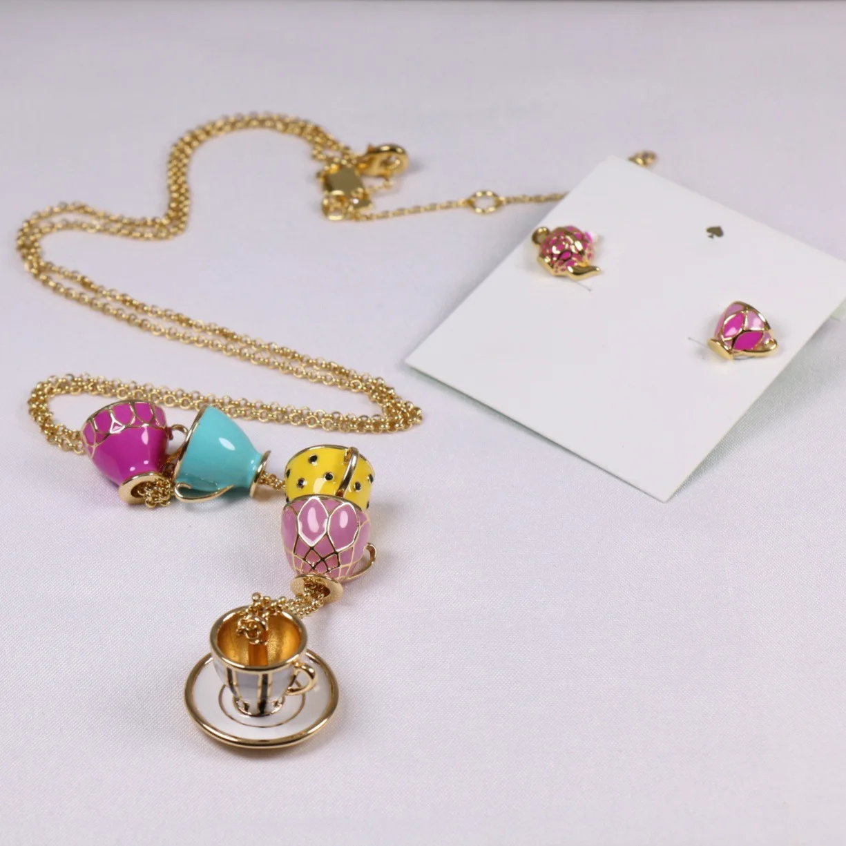 

Europe and the United States fashion distribution design sense teapot teacup necklace earrings set decorations